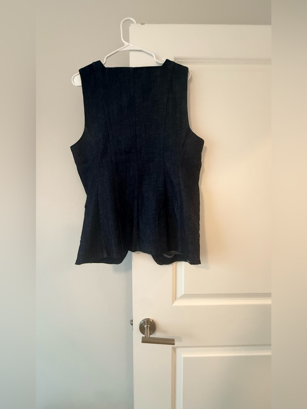 Maeve Navy Denim-Style Sleeveless Vest with Gold-Tone Button Detail - Picture 11 of 11
